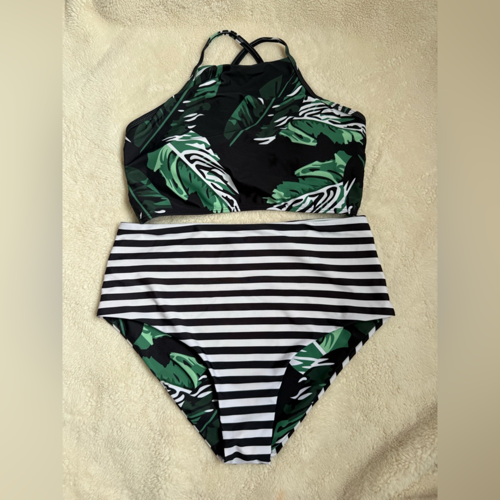 Tropical Leaf Print Bikini